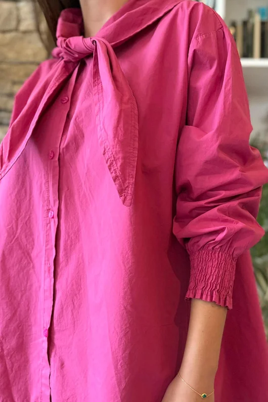Paloma Tela Neckerchief Blouse Deep Raspberry